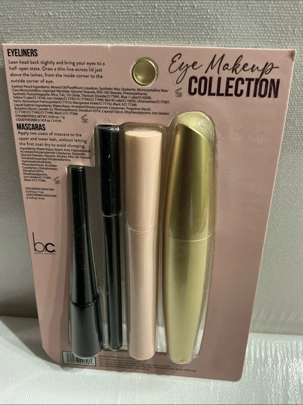 Beauty Concepts 4 pieces Eye Makeup Collection of Long Lasting Mascara/Eyeliner.